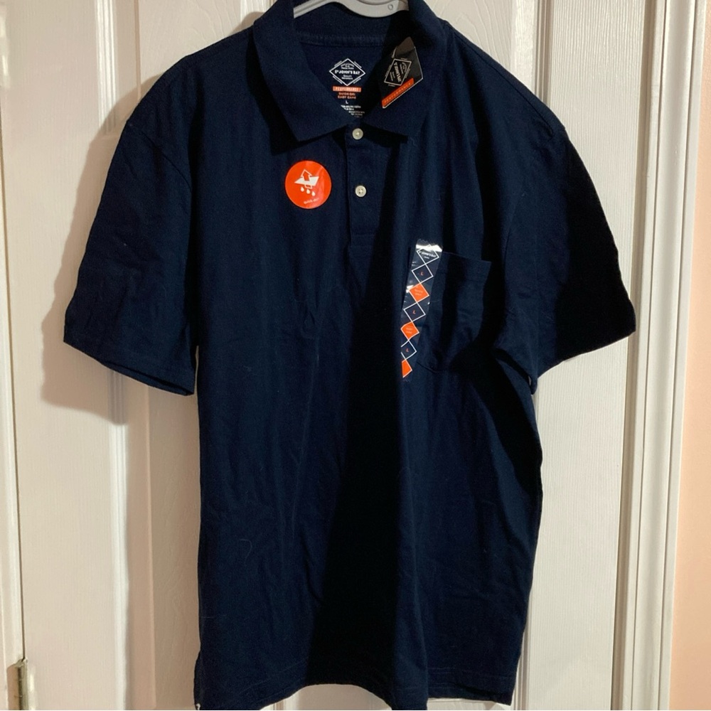 St. John's Bay Dark Blue Polo quick dry Men’s size L large